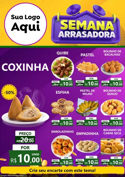 Modelo de Encarte para Encarte A4 Vertical com o tema Semana Arrasadora para Salgadaria