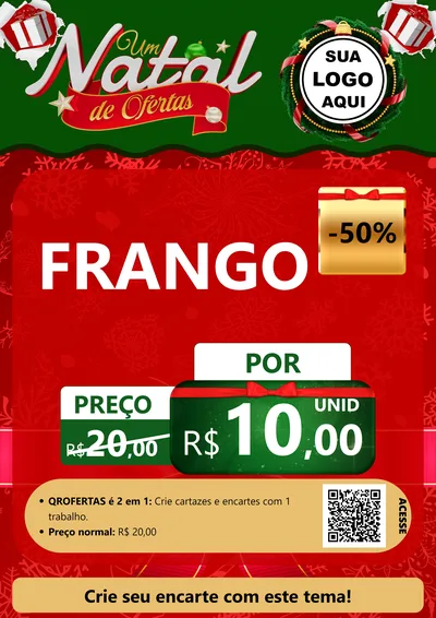 Modelo de Cartaz para Cartaz A4 Vertical com o tema Um Natal de Ofertas para Assados