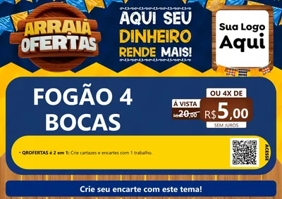 Modelo de Cartaz para Cartaz A4 Horizontal com o tema Arraiá de Ofertas - Junina para Móveis e Eletro