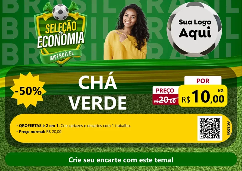 Modelo de Cartaz para Cartaz A4 Horizontal com o tema Seleção de Economia - Copa para Produtos Naturais