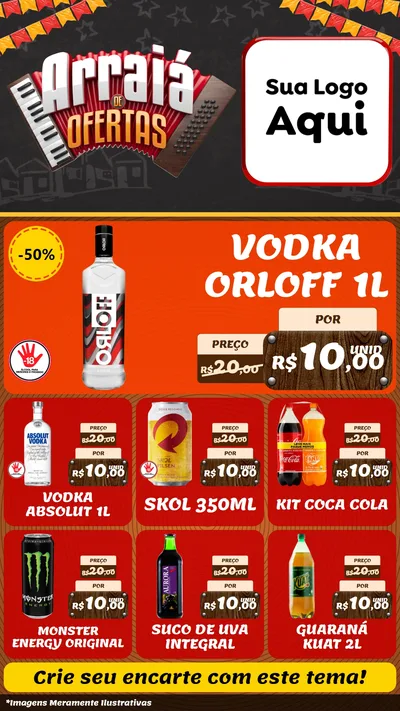 Modelo de Rede Social para Stories com o tema Arraiá de Ofertas - Junina para Distribuidora de bebidas