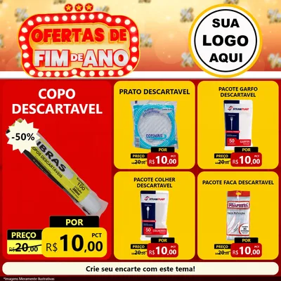Modelo de Rede Social para Feed Facebook com o tema Ofertas de Fim de Ano para Embalagens