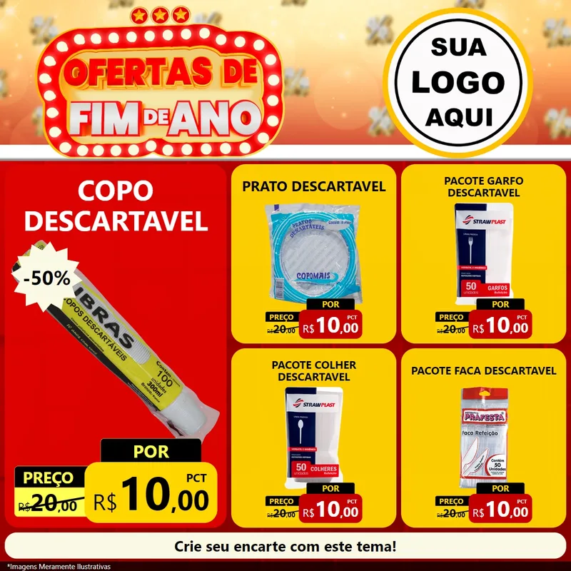 Modelo de Rede Social para Feed Facebook com o tema Ofertas de Fim de Ano para Embalagens
