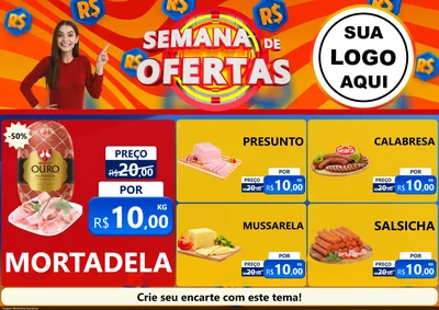 Modelo de Encarte para Encarte A4 Horizontal com o tema Semana de Ofertas para Frios e Laticínios
