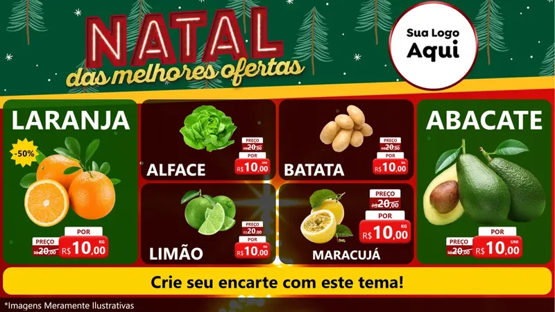 Modelo de TV para TV Horizontal com o tema Natal das Melhores Ofertas para Hortifrúti