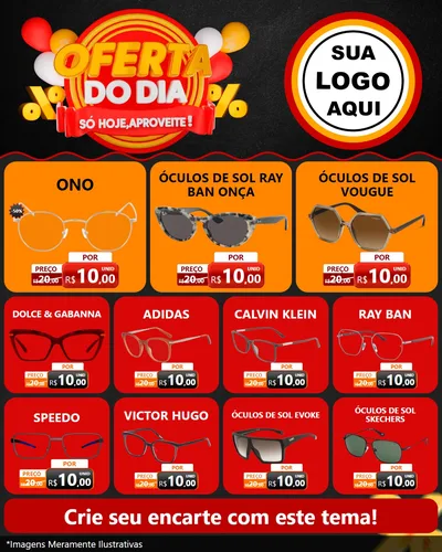 Modelo de Rede Social para Feed Instagram com o tema Oferta do Dia - Só hoje, Aproveite! para Óticas