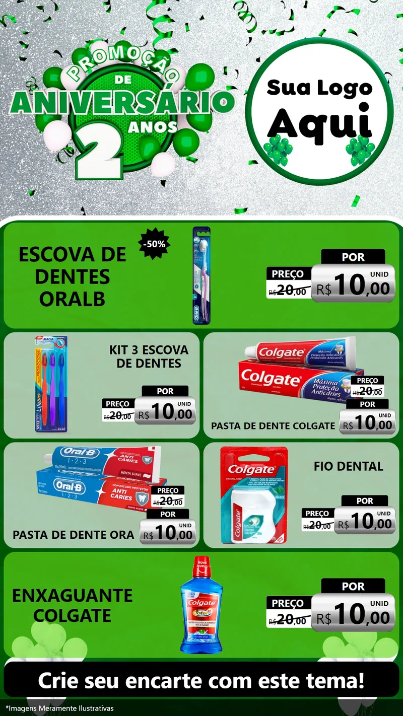 Modelo de TV para TV Vertical com o tema Promoção de Aniversário - 2 Anos para Higiene Pessoal