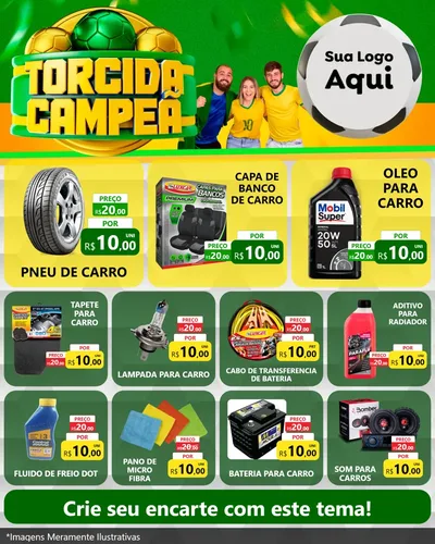 Modelo de Rede Social para Feed Instagram com o tema Torcida Campeã - Copa para Auto peças