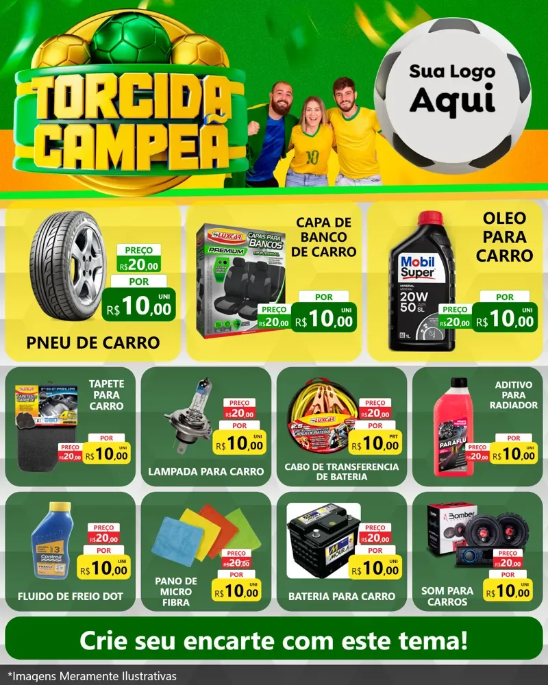 Modelo de Rede Social para Feed Instagram com o tema Torcida Campeã - Copa para Auto peças
