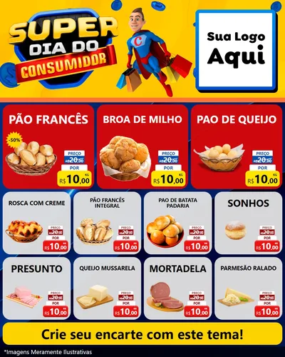 Modelo de Rede Social para Feed Instagram com o tema Super Dia do Consumidor para Padaria