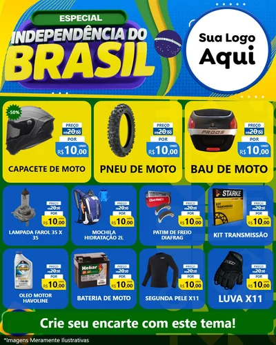 Modelo de Rede Social para Feed Instagram com o tema Especial Independência do Brasil para Moto peças