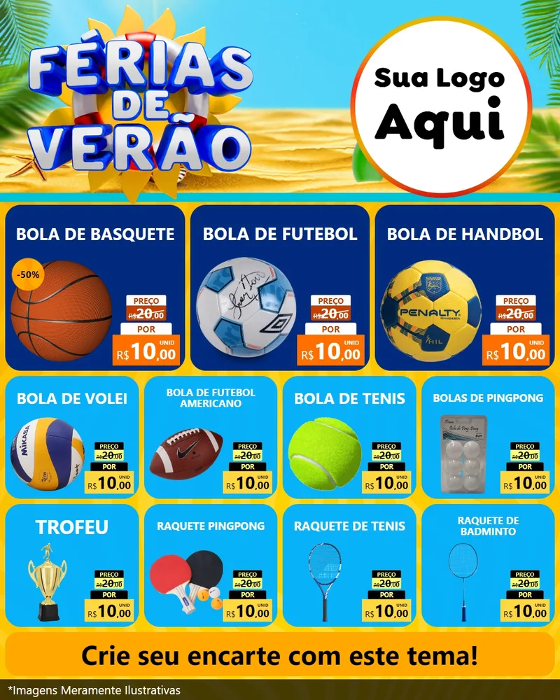 Modelo de Rede Social para Feed Instagram com o tema Férias de Verão para Artigos Esportivos