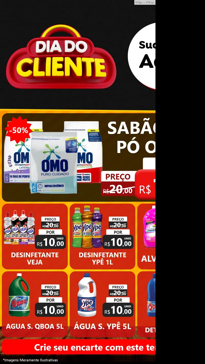 Modelo de Rede Social para Stories com o tema Dia do Cliente para Produtos de Limpeza