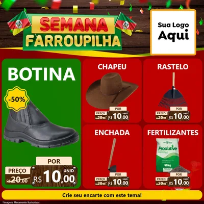 Modelo de Rede Social para Feed Facebook com o tema Semana Farroupilha para Agropecuária