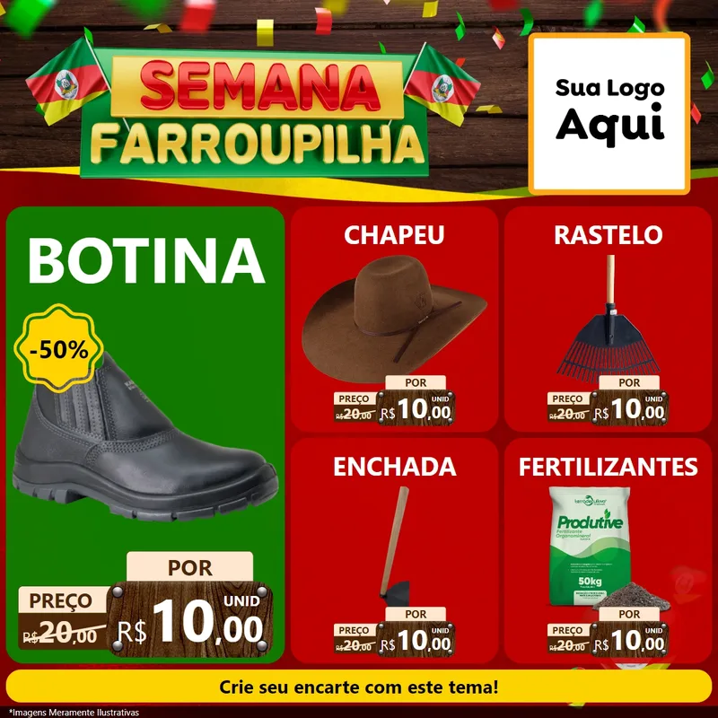 Modelo de Rede Social para Feed Facebook com o tema Semana Farroupilha para Agropecuária