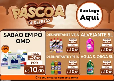 Modelo de Encarte para Encarte A4 Horizontal com o tema Páscoa de Ofertas para Produtos de Limpeza