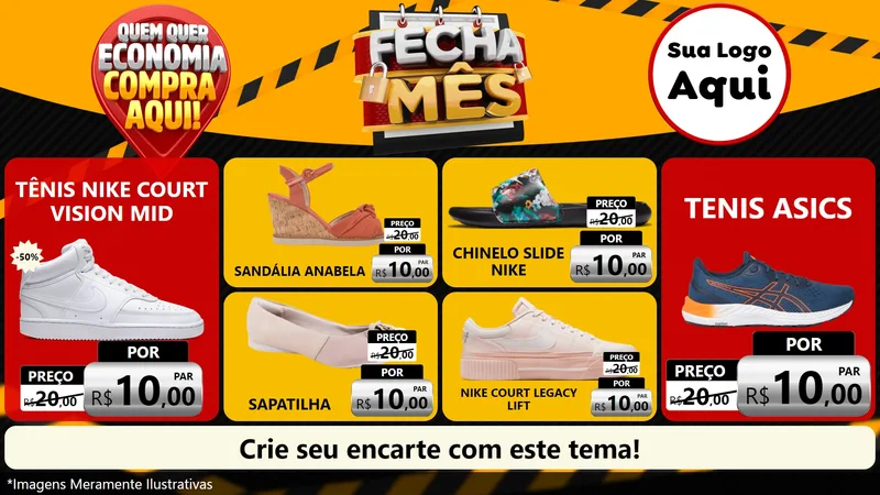 Modelo de TV para TV Horizontal com o tema Fecha Mês para Calçados