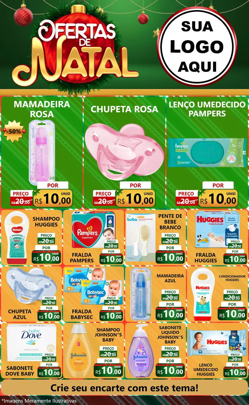 Modelo de Encarte para Encarte Grande com o tema Ofertas de Natal para Bebês