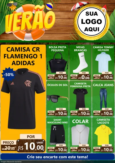 Modelo de Encarte para Encarte A4 Vertical com o tema Verão para Roupas e acessórios