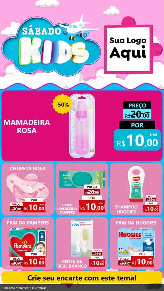 Modelo de Rede Social para Stories com o tema Sábado Kids para Bebês