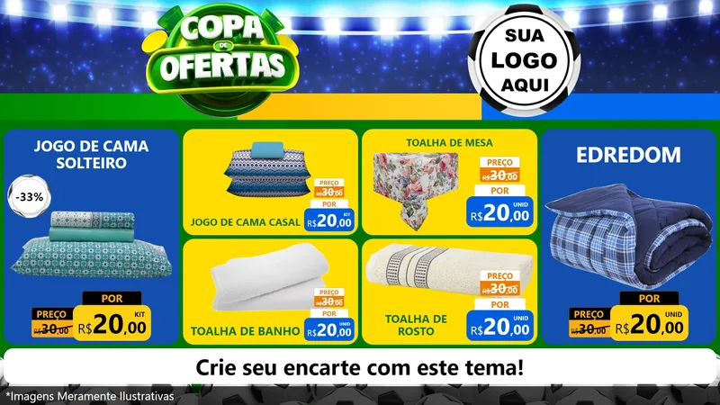 Modelo de TV para TV Horizontal com o tema Copa de Ofertas para Cama, Mesa e Banho