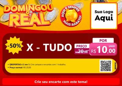 Modelo de Cartaz para Cartaz A4 Horizontal com o tema Domingou do Real para Hamburgueria