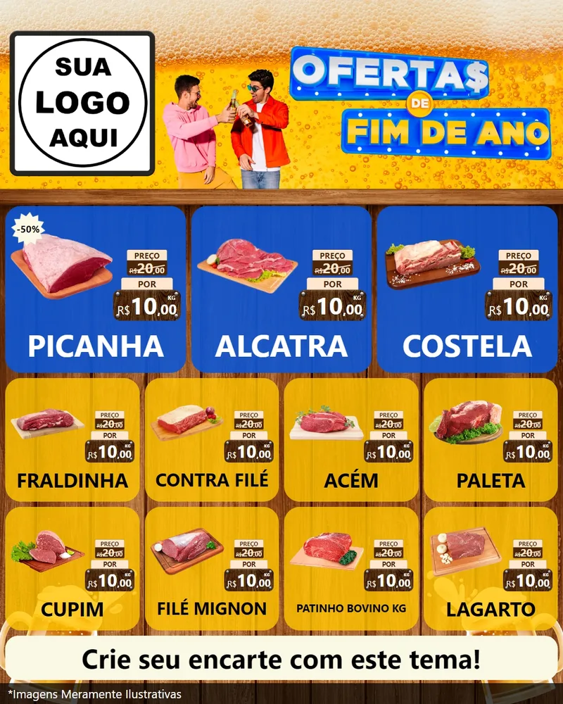 Modelo de Rede Social para Feed Instagram com o tema Ofertas de Fim de Ano para Açougue