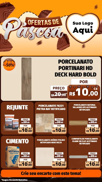 Modelo de Rede Social para Stories com o tema Ofertas de Páscoa para Pisos e revestimentos