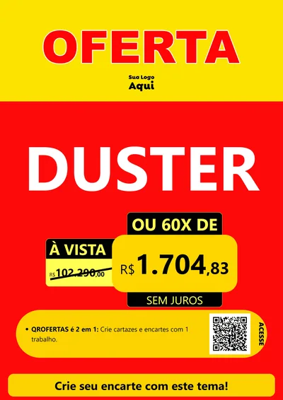 Modelo de Cartaz para Cartaz A4 Vertical com o tema OFERTA - Vermelho Cartaz para Concessionaria de Carros