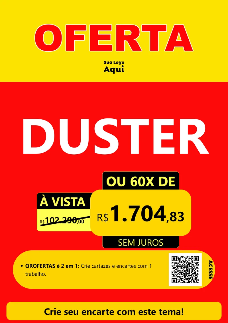 Modelo de Cartaz para Cartaz A4 Vertical com o tema OFERTA - Vermelho Cartaz para Concessionaria de Carros