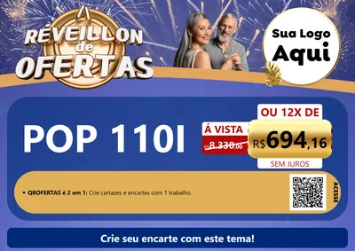 Modelo de Cartaz para Cartaz A4 Horizontal com o tema Réveillon de Ofertas para Concessionaria de Motos