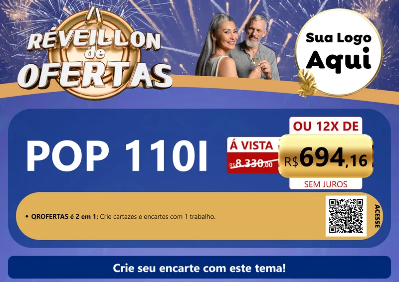 Modelo de Cartaz para Cartaz A4 Horizontal com o tema Réveillon de Ofertas para Concessionaria de Motos