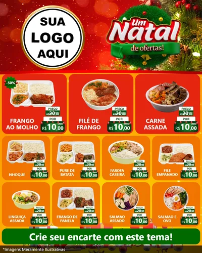 Modelo de Rede Social para Feed Instagram com o tema Um Natal de Ofertas para Restaurante