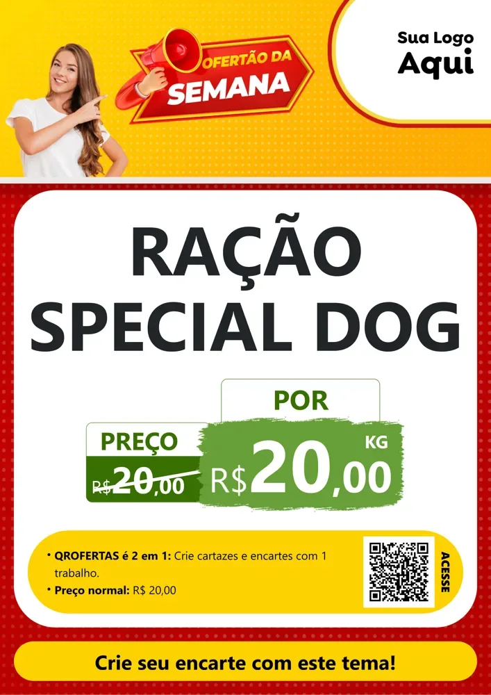 Modelo de Cartaz para Cartaz A4 Vertical com o tema Ofertão da Semana para Pet Shop