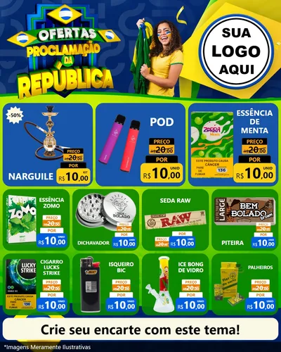 Modelo de Rede Social para Feed Instagram com o tema Ofertas Proclamação da República para Tabacaria