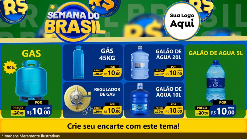 Modelo de TV para TV Horizontal com o tema Semana Do Brasil para Água e gás