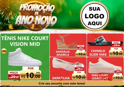 Modelo de Encarte para Encarte A4 Horizontal com o tema Promoção de Ano Novo para Calçados