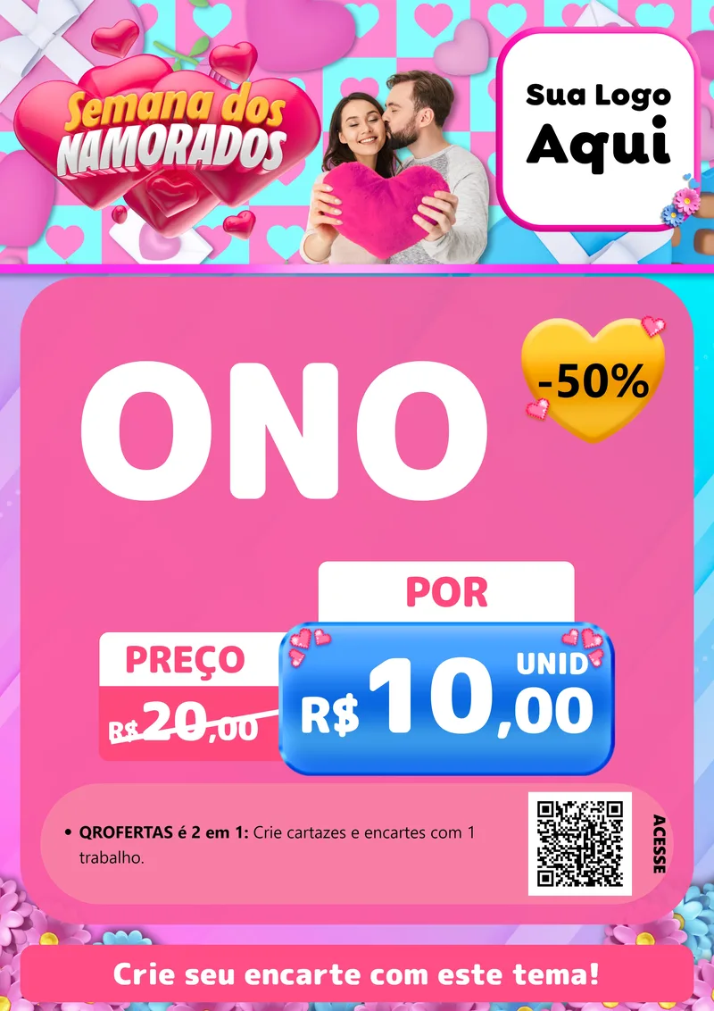Modelo de Cartaz para Cartaz A4 Vertical com o tema Semana dos Namorados para Óticas