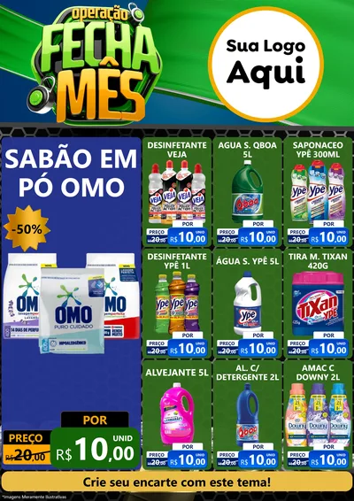 Modelo de Encarte para Encarte A4 Vertical com o tema Operação Fecha Mês para Produtos de Limpeza