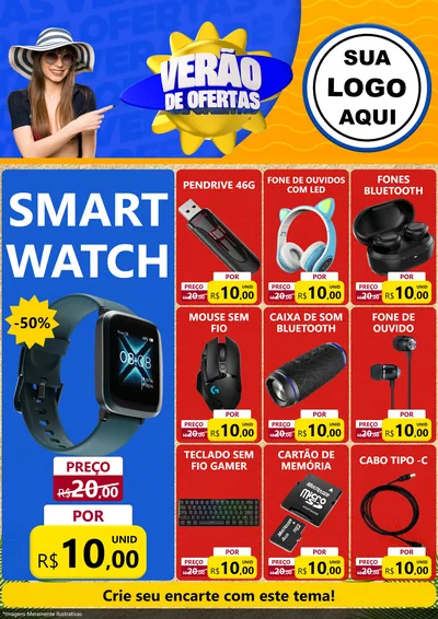 Modelo de Encarte para Encarte A4 Vertical com o tema Verão de Ofertas para Informática