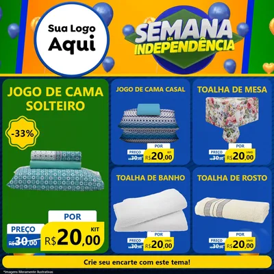 Modelo de Rede Social para Feed Facebook com o tema Semana da Independência para Cama, Mesa e Banho