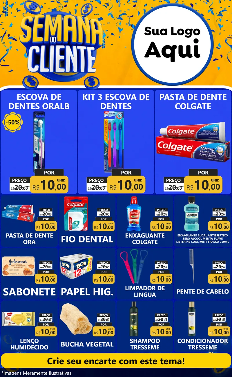 Modelo de Encarte para Encarte Grande com o tema Semana do Cliente para Higiene Pessoal
