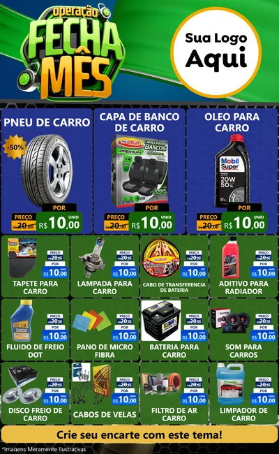 Modelo de Encarte para Encarte Grande com o tema Operação Fecha Mês para Auto peças