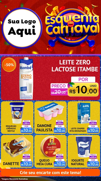 Modelo de Rede Social para Stories com o tema Esquenta de Carnaval para Frios e Laticínios