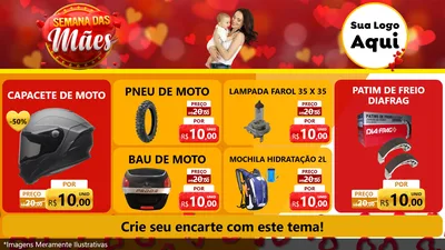 Modelo de TV para TV Horizontal com o tema Semana das Mães para Moto peças