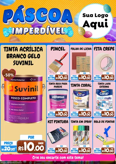 Modelo de Encarte para Encarte A4 Vertical com o tema Páscoa Imperdível para Tintas e Ferramentas