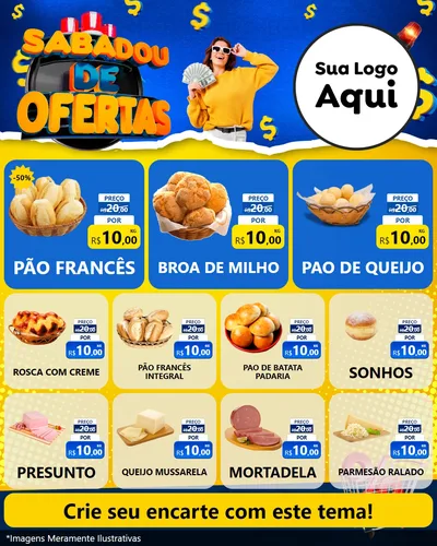 Modelo de Rede Social para Feed Instagram com o tema Sabadou de Ofertas para Padaria