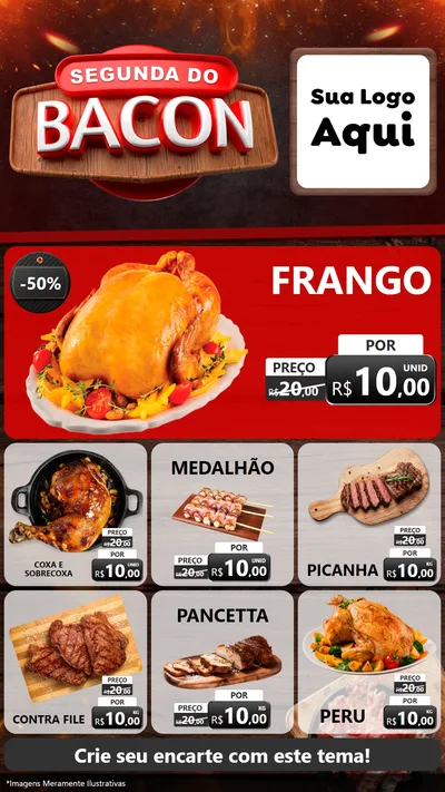 Modelo de Rede Social para Stories com o tema Segunda do Bacon para Assados