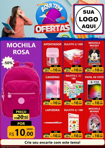 Modelo de Encarte para Encarte A4 Vertical com o tema Aqui Tem Ofertas - Papelaria para Papelaria