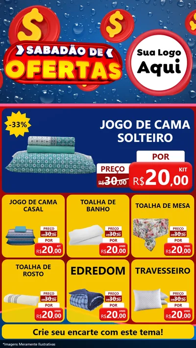 Modelo de Rede Social para Stories com o tema Sabadão de Ofertas para Cama, Mesa e Banho